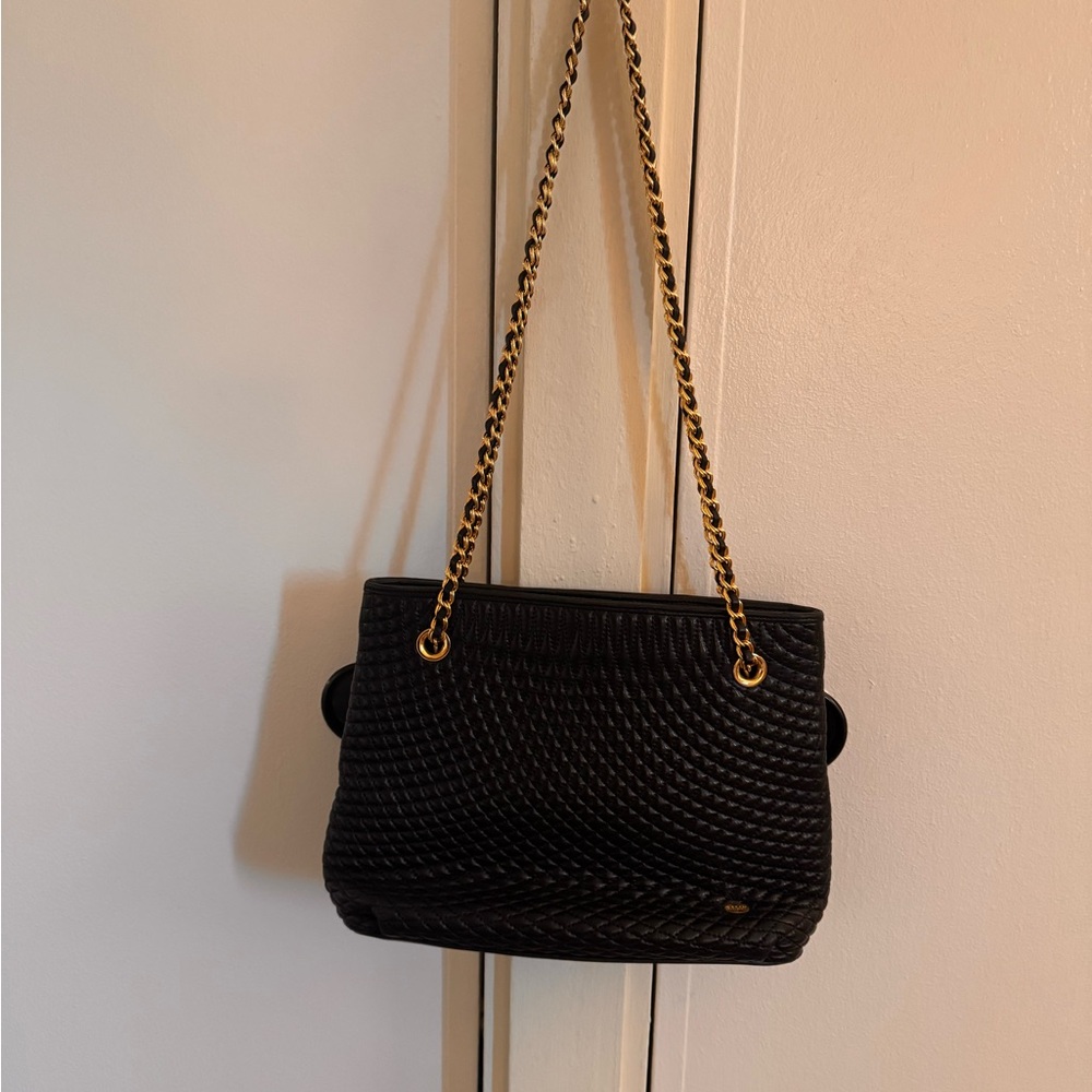 Bally Black Quilted Shoulder Bag with Gold Chain